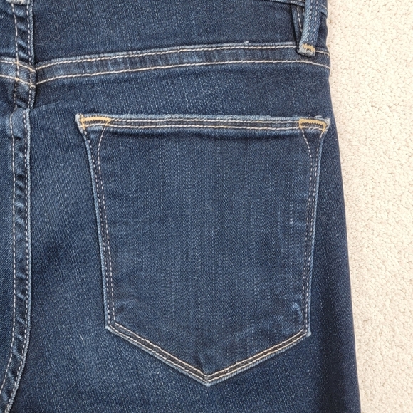 Frame Le High Mid Rise Cabana Dark Wash Stagger Hem Skinny Straight Jeans Sz 25 - Picture 7 of 14